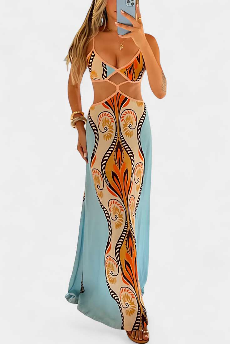 Candela | Vestido abstracto con detalles recortados