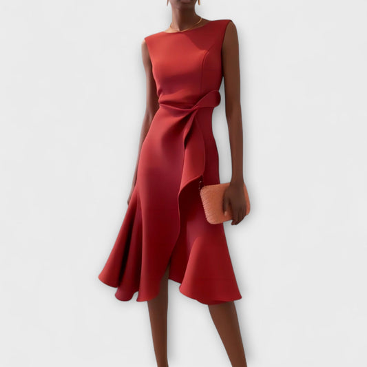 Jade – Vestido midi asimétrico drapeado