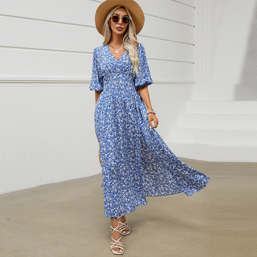Helen - Hermoso Vestido Split Bohemio Rayón Vestidos De Playa