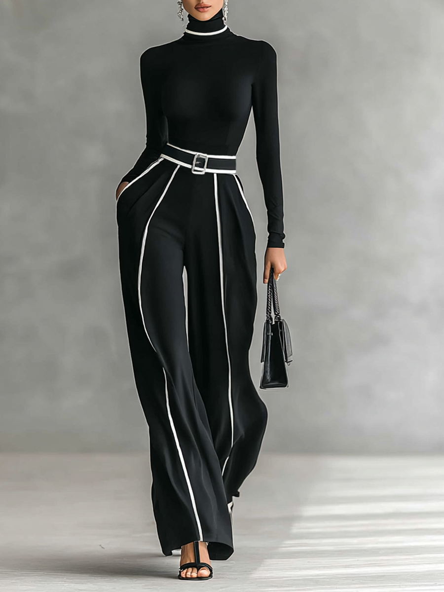 Rosalía | Conjunto de dos piezas: cuello alto y pantalón con cinturón