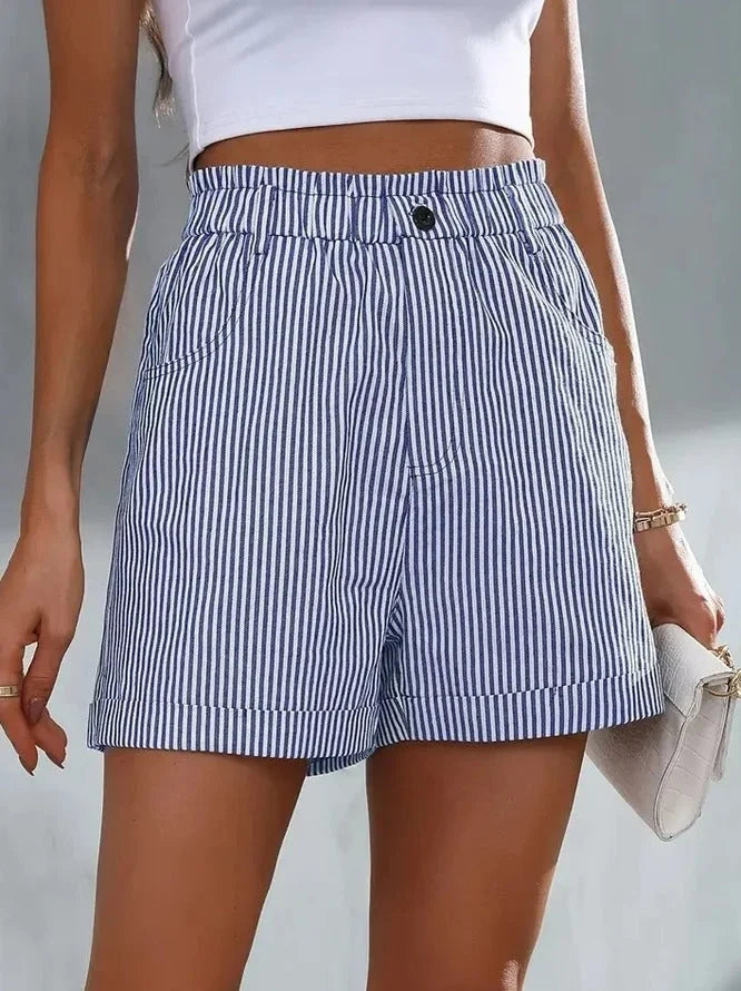 Lidia - Pantalones cortos de rayas sueltos y desenfadados