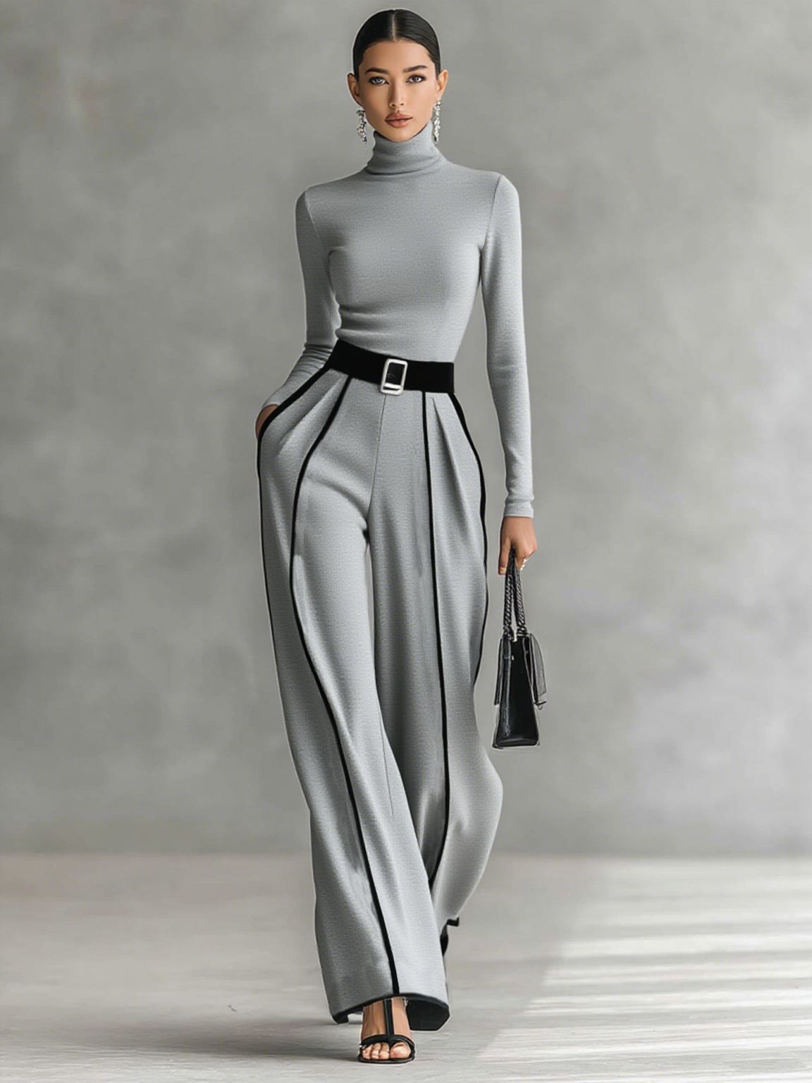 Rosalía | Conjunto de dos piezas: cuello alto y pantalón con cinturón