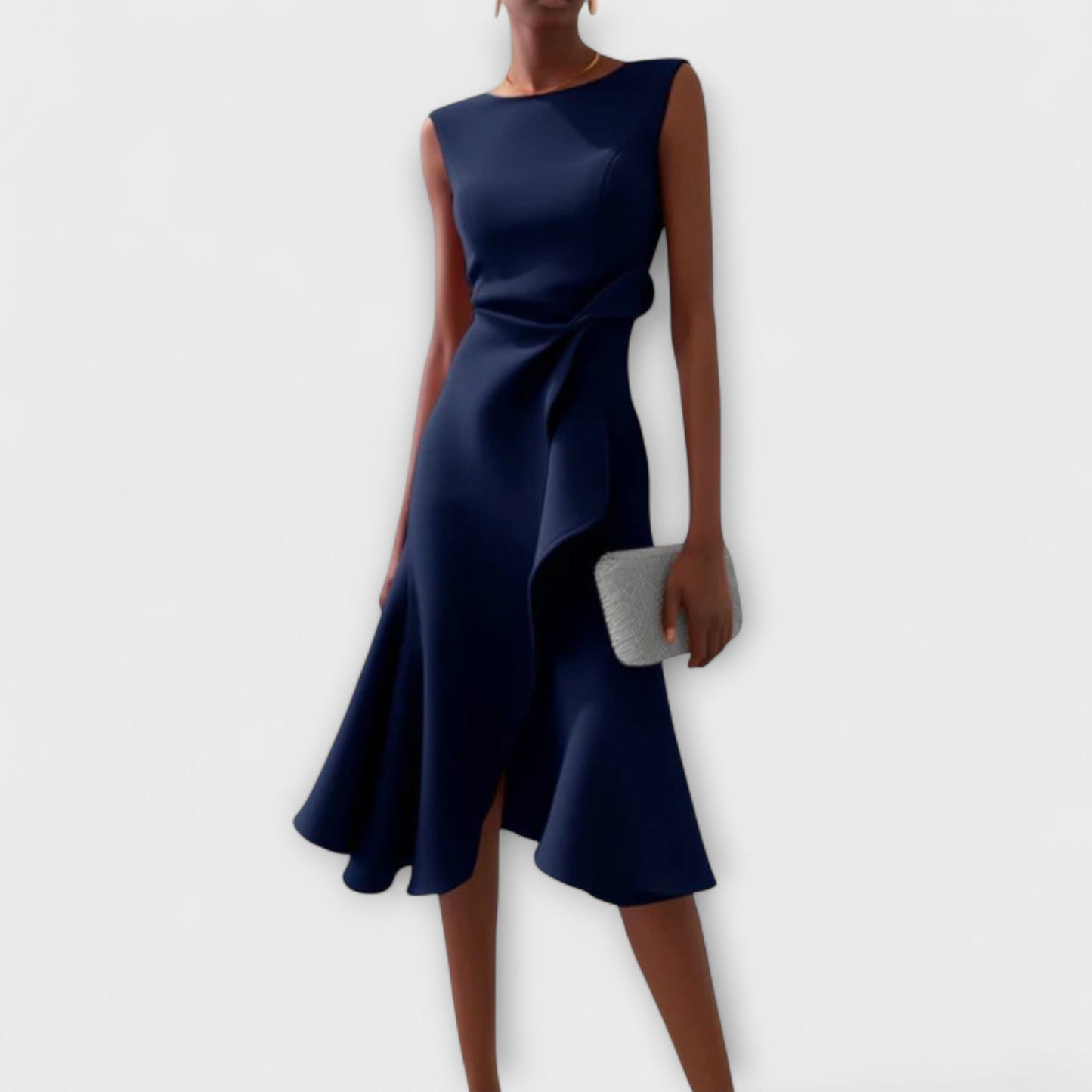 Jade – Vestido midi asimétrico drapeado