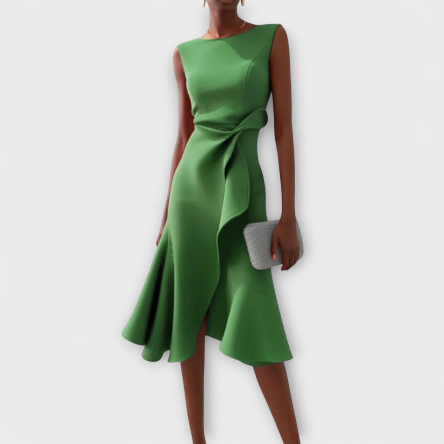 Jade – Vestido midi asimétrico drapeado
