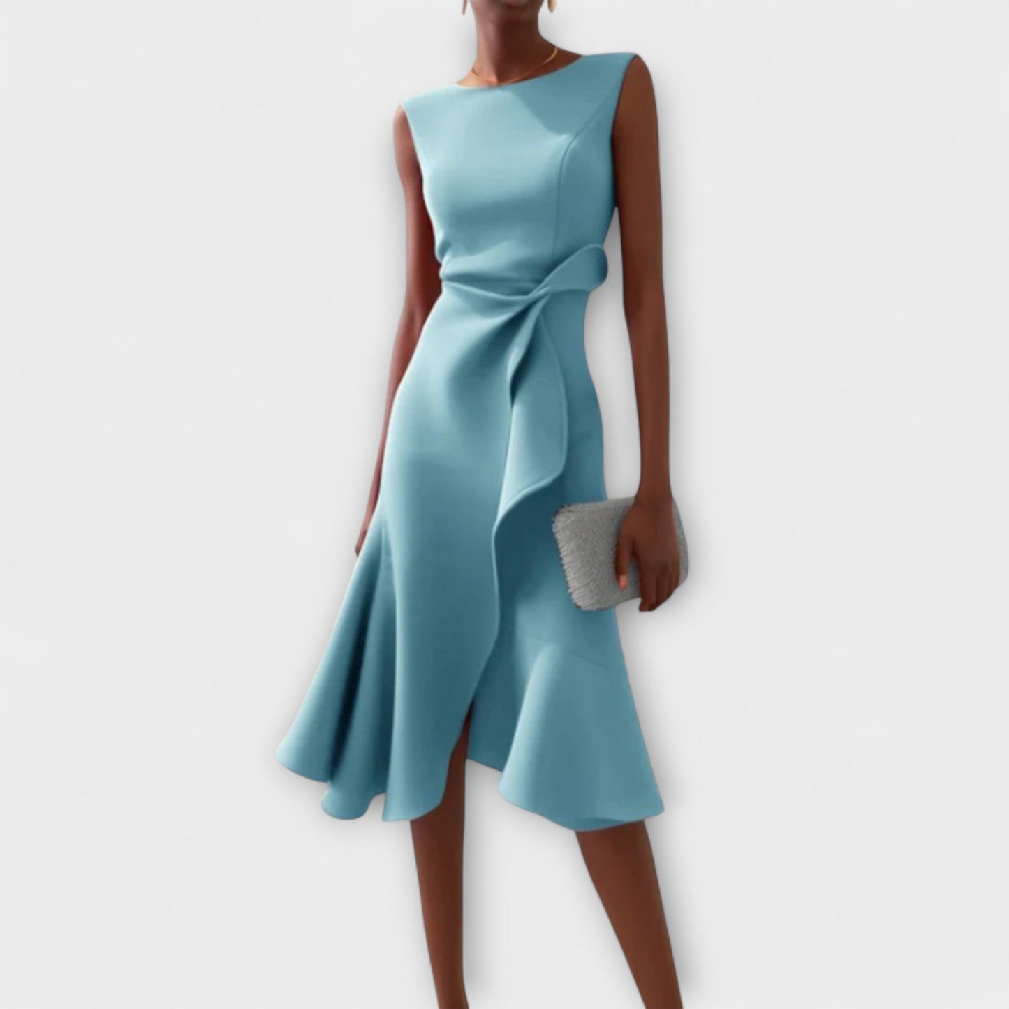 Jade – Vestido midi asimétrico drapeado
