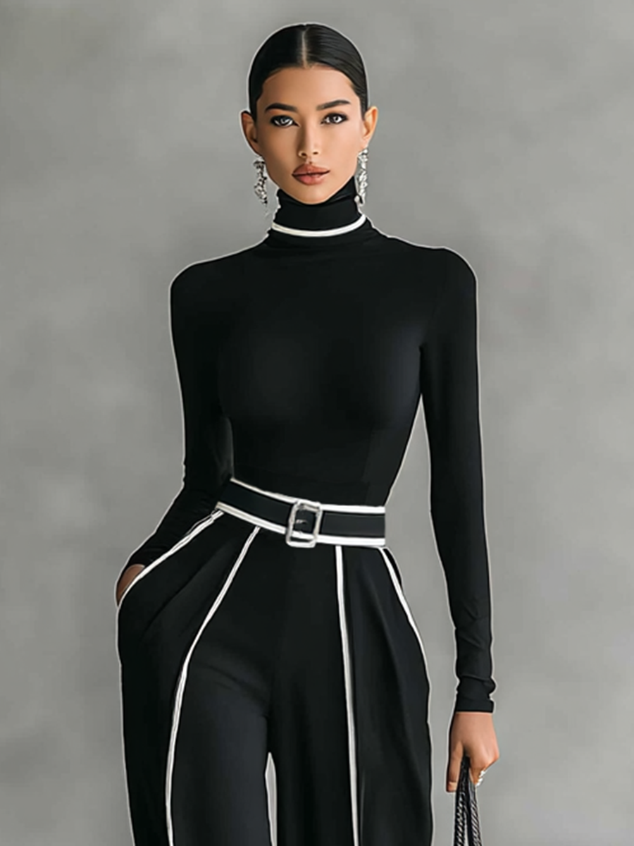 Rosalía | Conjunto de dos piezas: cuello alto y pantalón con cinturón