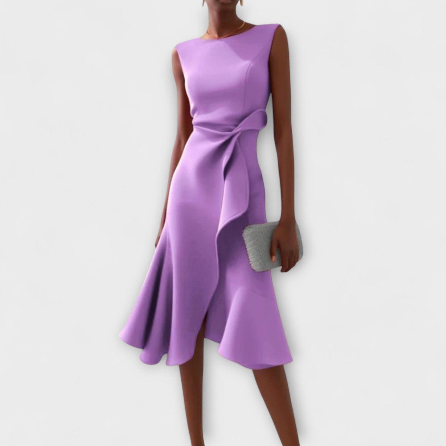 Jade – Vestido midi asimétrico drapeado