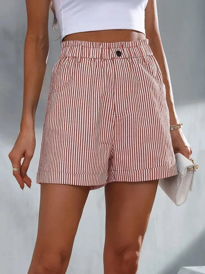 Lidia - Pantalones cortos de rayas sueltos y desenfadados