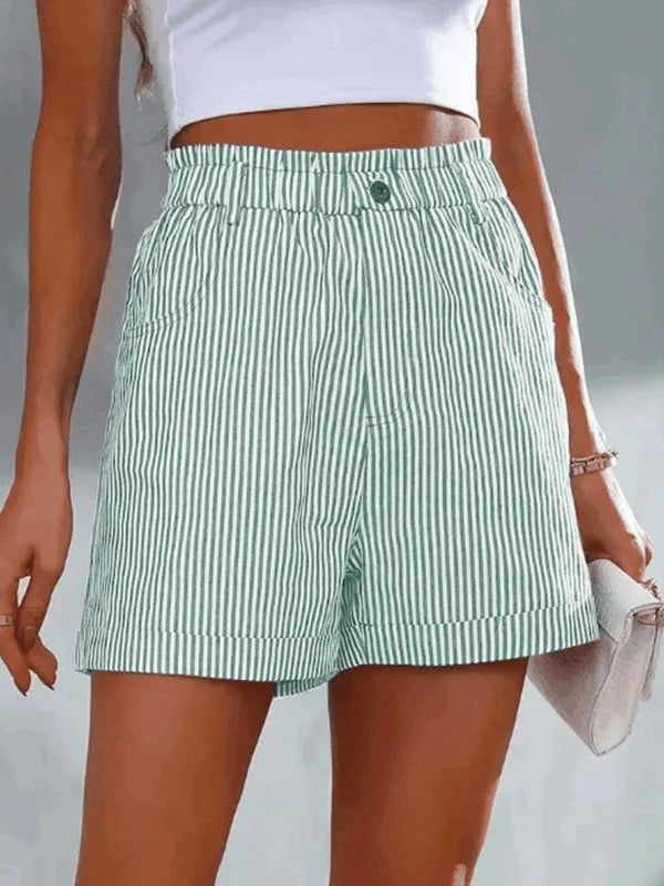 Lidia - Pantalones cortos de rayas sueltos y desenfadados