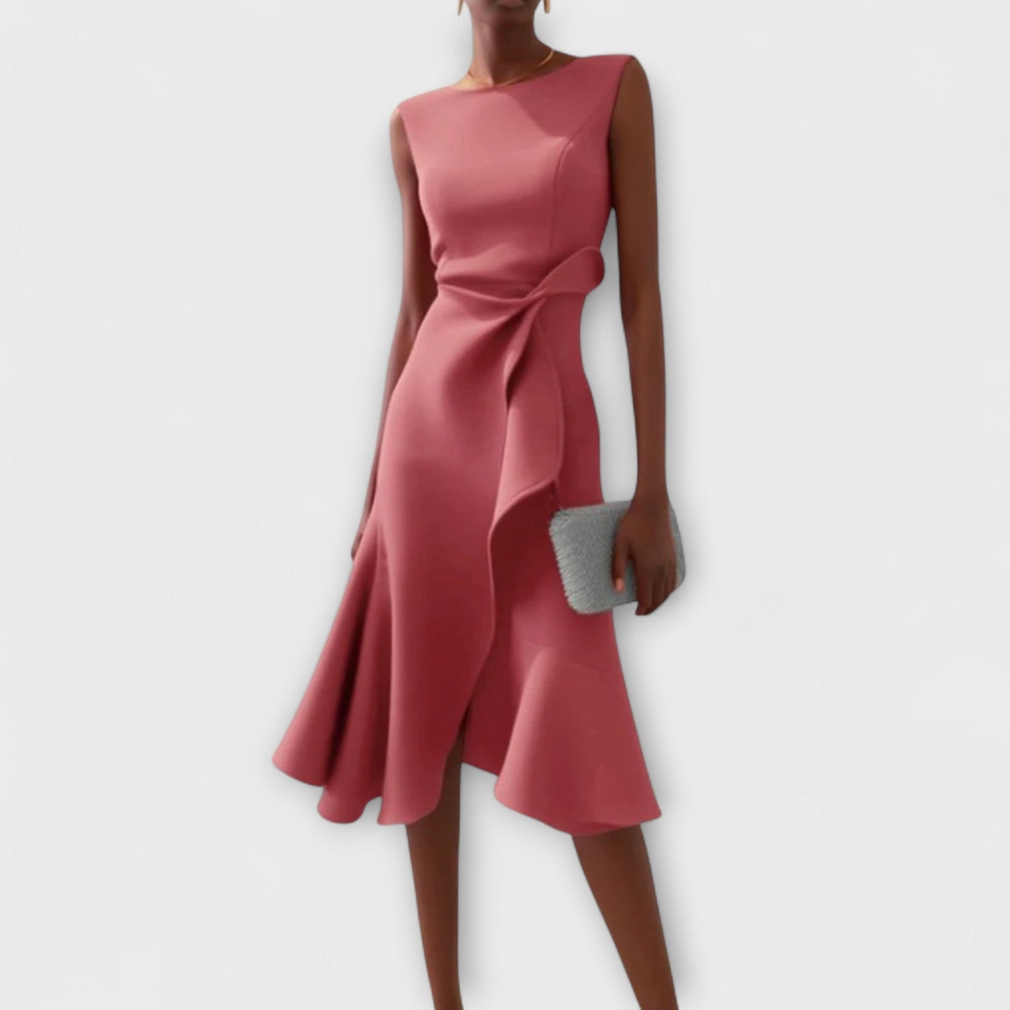 Jade – Vestido midi asimétrico drapeado