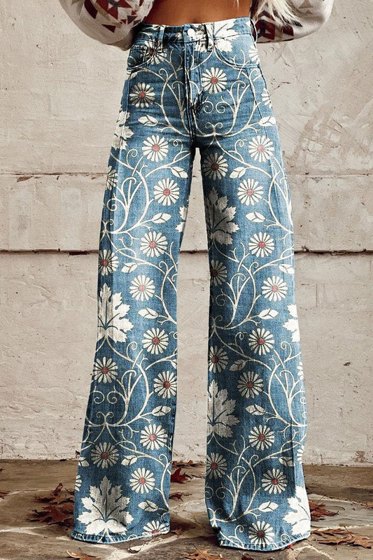 Margarita | Pantalones elegantes con estampado floral bohemio