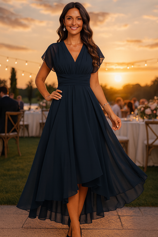 Janire – Vestido de noche fluido con escote en V