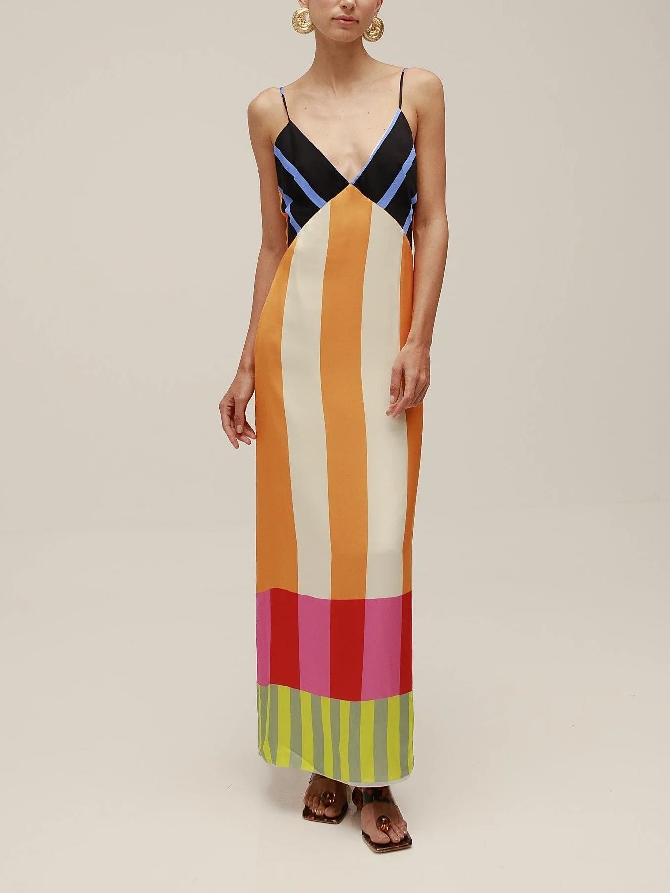 Pamela – Vestido largo de rayas de colores