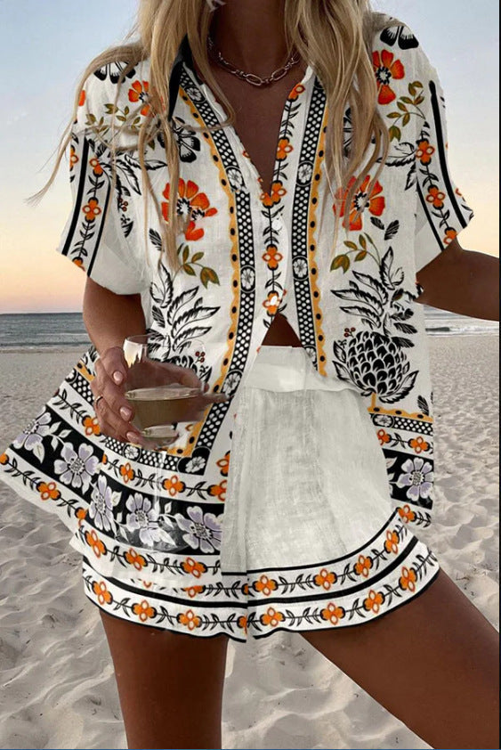 Irina™ | Conjunto corto de lino con estampado floral