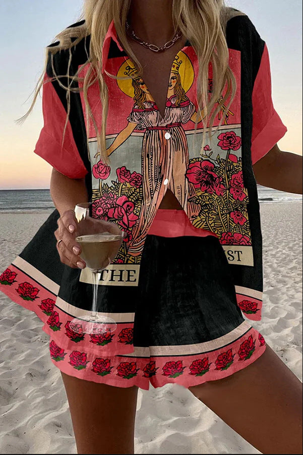 Ylenia™ | Conjunto corto de lino virgen rosa
