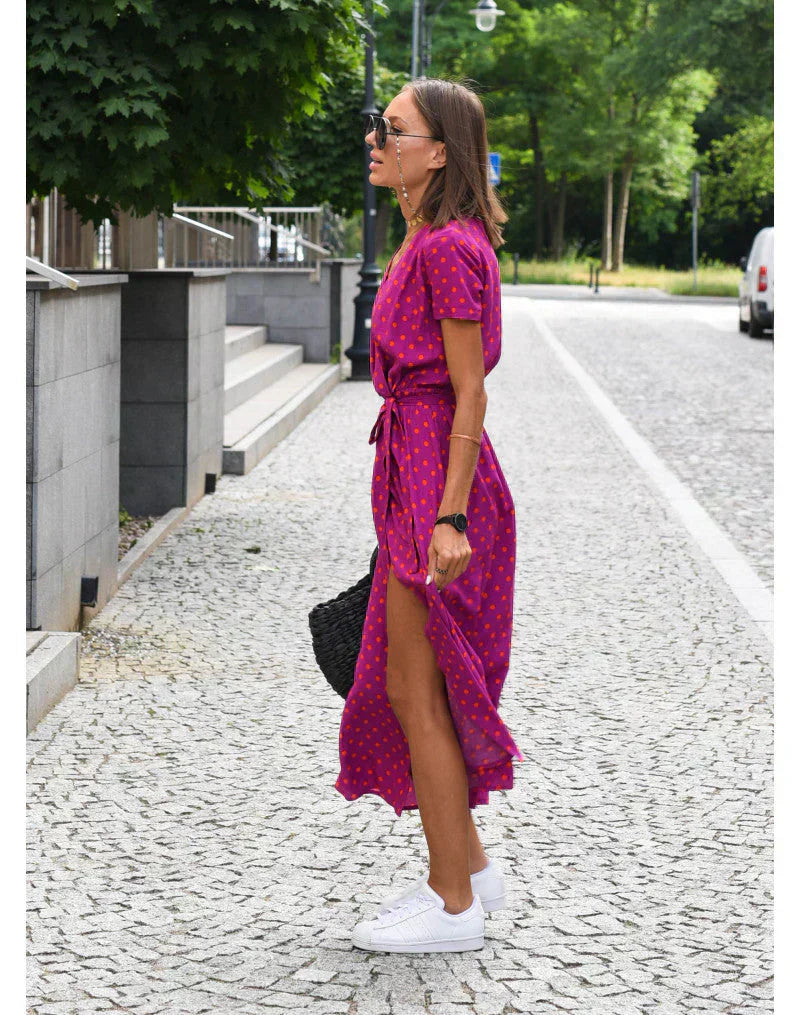 Nagore™ | Vestido acampanado con escote en V