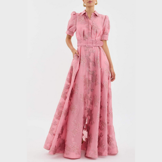 Beatriz™ | Vestido rosa con mangas abullonadas