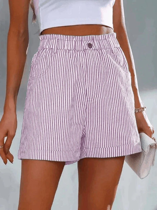 Lidia - Pantalones cortos de rayas sueltos y desenfadados