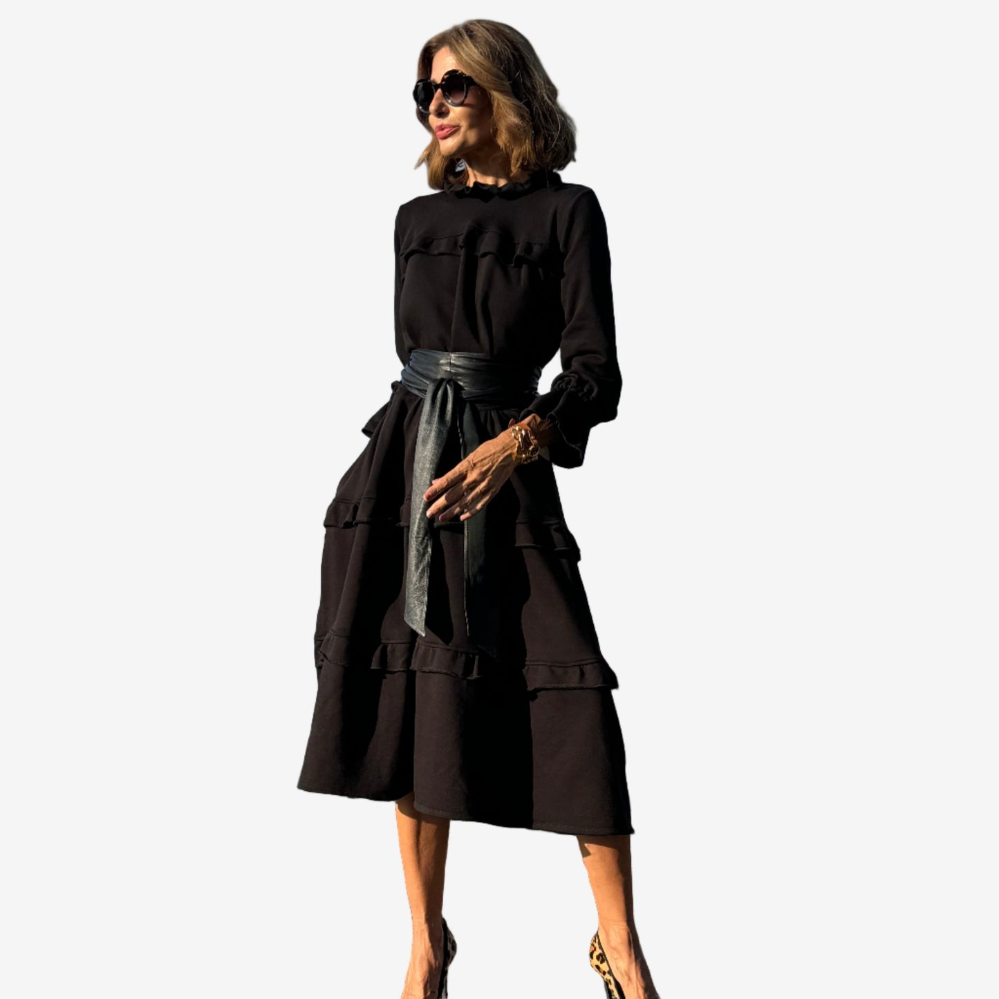 Luciana™ Vestido midi con volantes