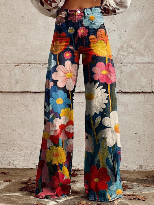 Leonela | Pantalones anchos elegantes y modernos con estampado floral
