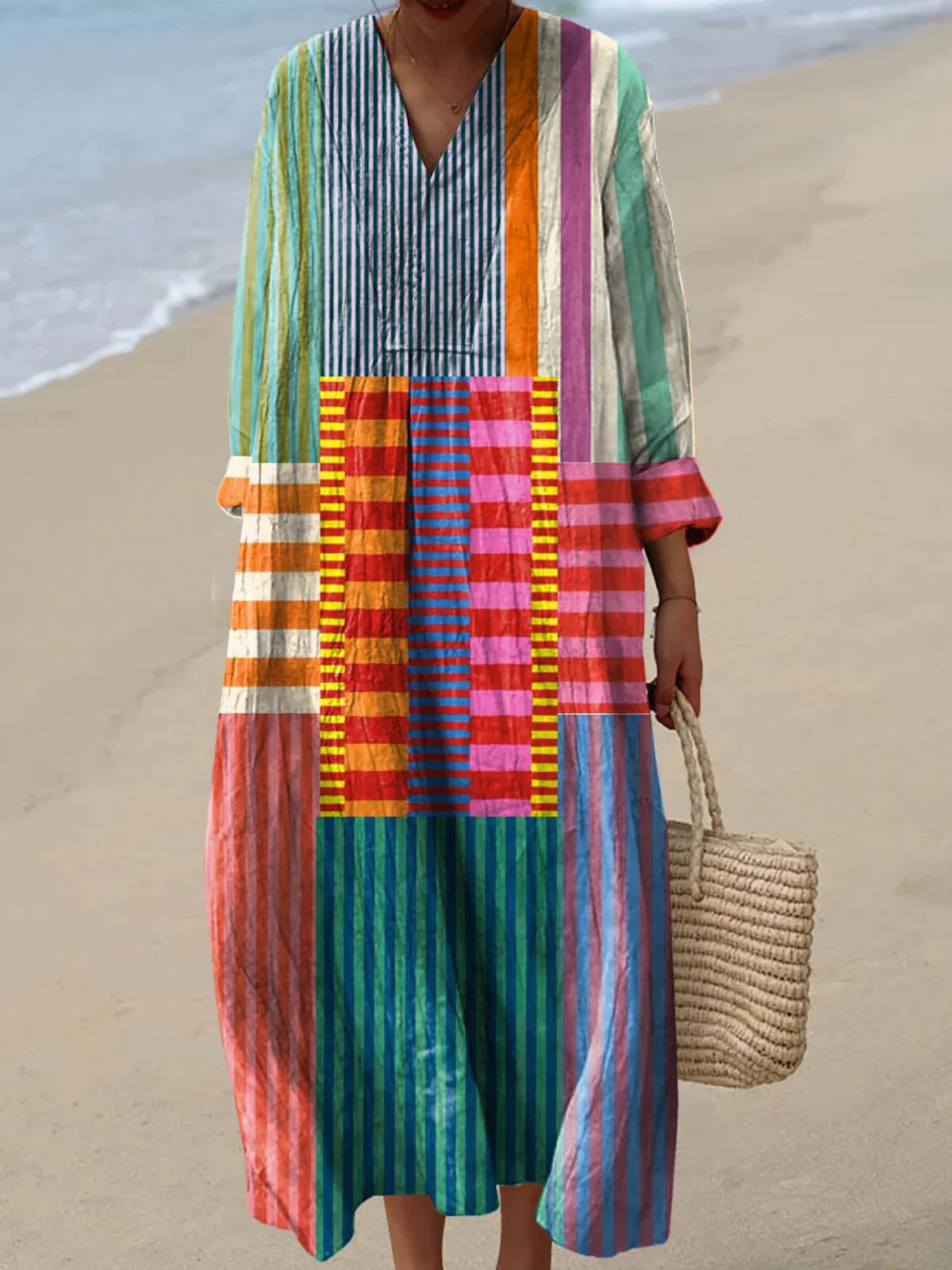Irene | Vestido largo patchwork multicolor