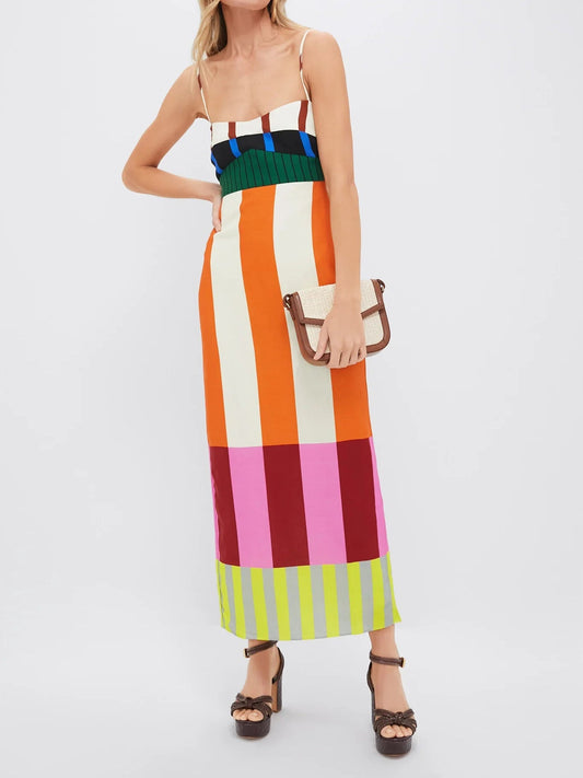 Pamela – Vestido largo de rayas de colores
