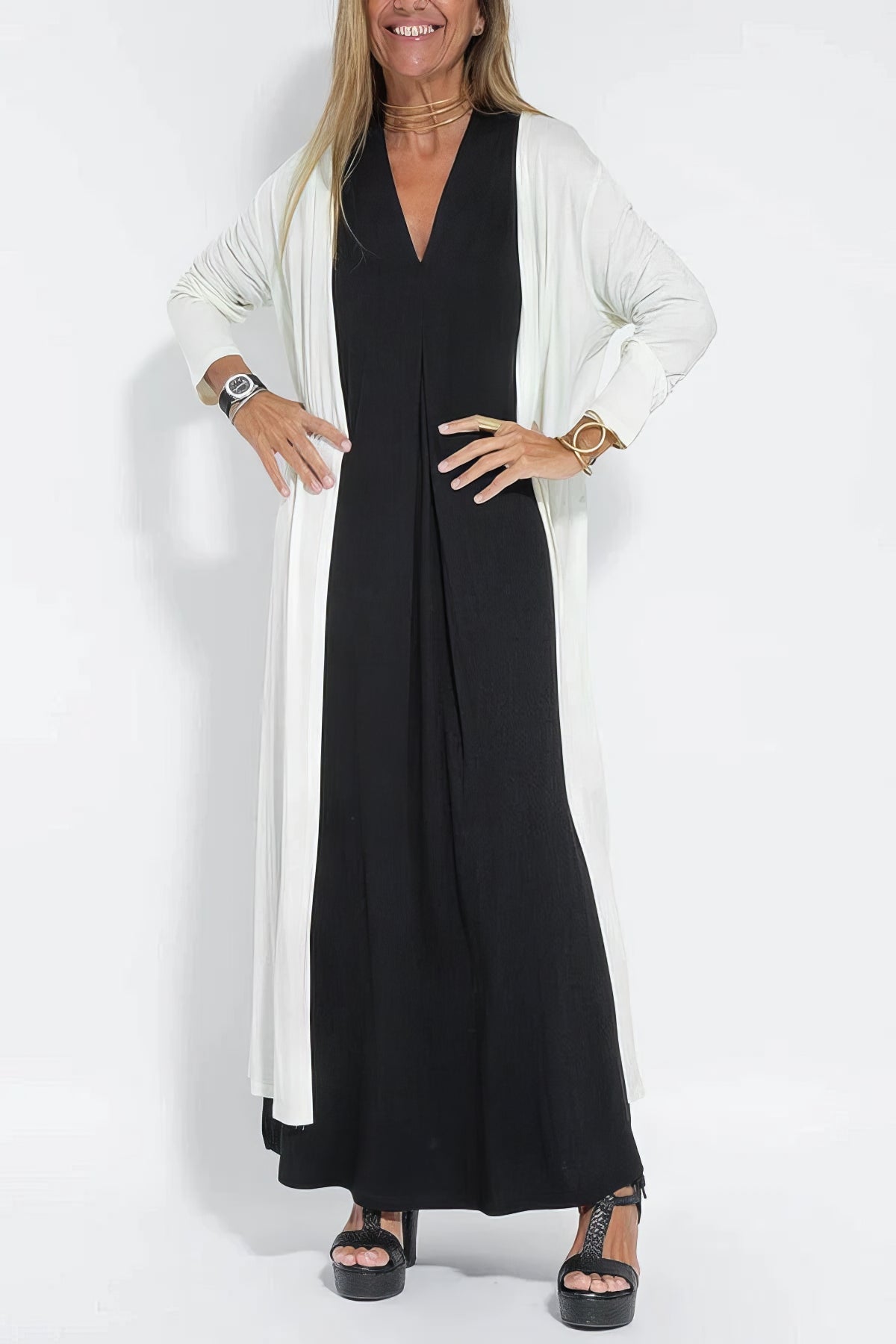 Elisenda | Elegante vestido largo con cárdigan a juego