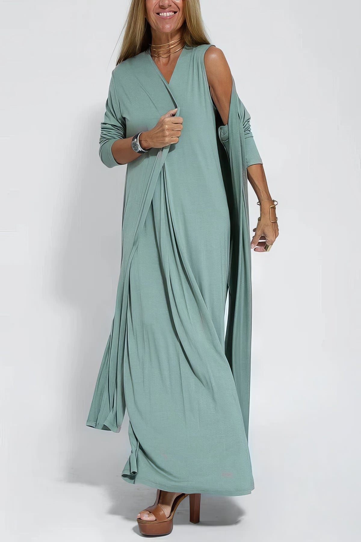 Elisenda | Elegante vestido largo con cárdigan a juego
